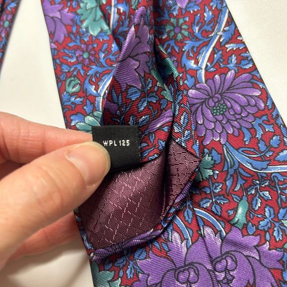 Christian Dior Monsieur 70’s Men’s Silk Floral Neck Tie Blue Purple WPL125 - Picture 6 of 6